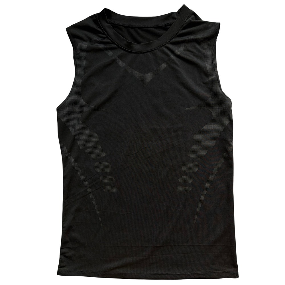 Mens Black Compression Tank Top Sleeveless Athletic Training Base Layer Size L